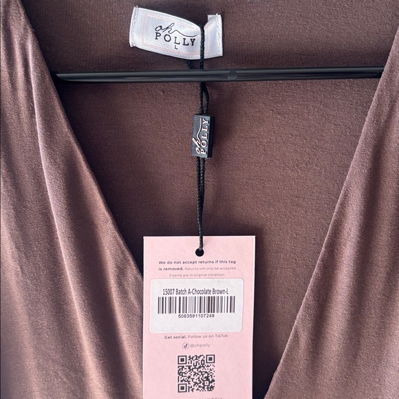 NWT Oh Polly Iskra Brown Modal Long Sleeve Mini Dress Chocolate Brown Large - Picture 8 of 9